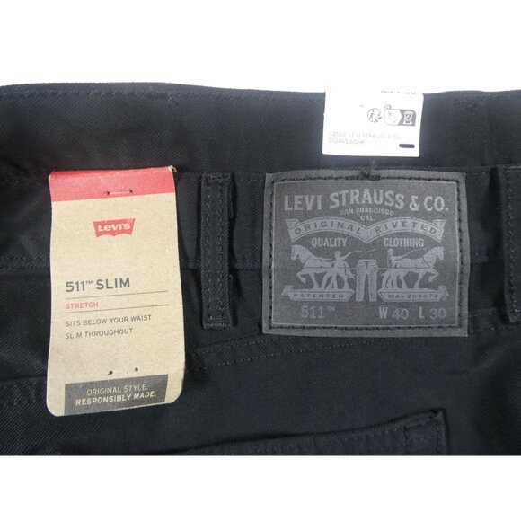 Levis 511 Slim‎ Black Jeans Men's Size 40x30 - Picture 3 of 6